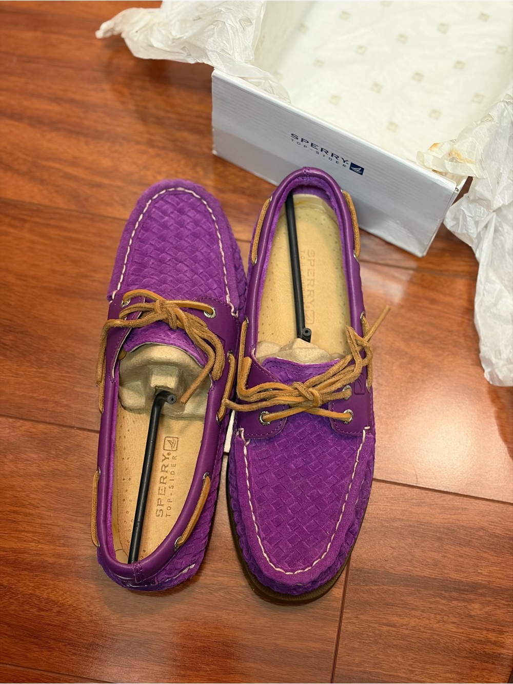 Sperry topsiders Purple Suede Woven Moccasin Boat Shoes